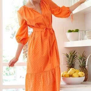 NWT MDS STRIPES ORANGE GARDEN EYELET DRESS SZ‎ 6